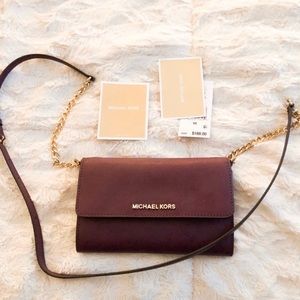 Maroon/ Plum Michael Kors Large Phone Crossbody